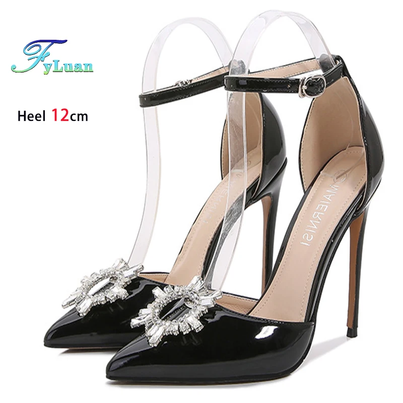 Summer New Crystal Accessories Lady Sandals Low Cut Single Buckle Open Back Thin Heeled Women's Pumps Sexy Comfortable Stiletto