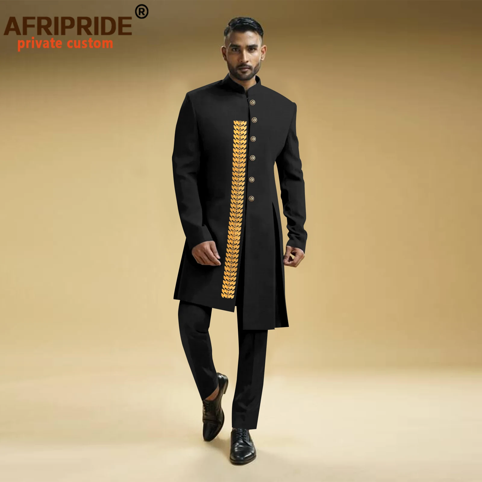 Men`s Business Suit Slim Fit Single Breasted Embroidery Jackets and Trousers 2 Piece Set African Clothes for Wedding 2416105