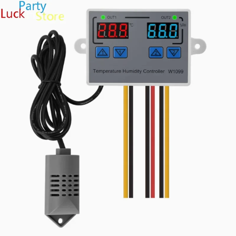 Цифровой контроллер температуры и влажности с двойным дисплеем, термостат W1099, 12 В постоянного тока, 24 В переменного тока, 110-220 В, контроллер влажности