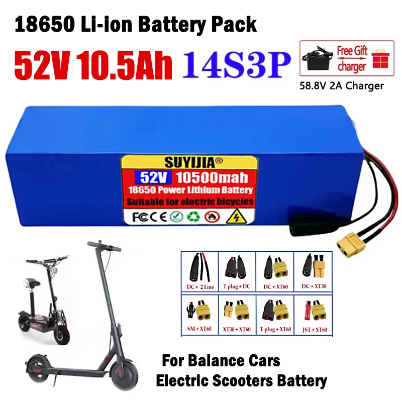 

52V 14S3P 10500mAh electric scooter Battery 18650 Rechargeable Li-ion Battery 1000W For Balance Cars Electric Scooters Tricycles