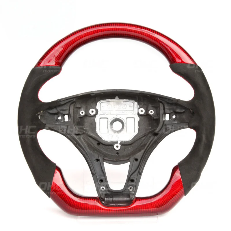 Suitable for Mercedes-Benz W213W205 S213 E-Class red carbon fiber steering wheel with suede leather modification and customizati