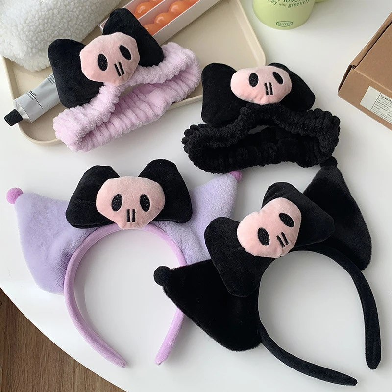 Sanrio Kuromi Ears Headbands For Women Cute My Melody Hairbands Girl Wash Face Wake Up Soft Hair Accessories Kids Birthday Gifts