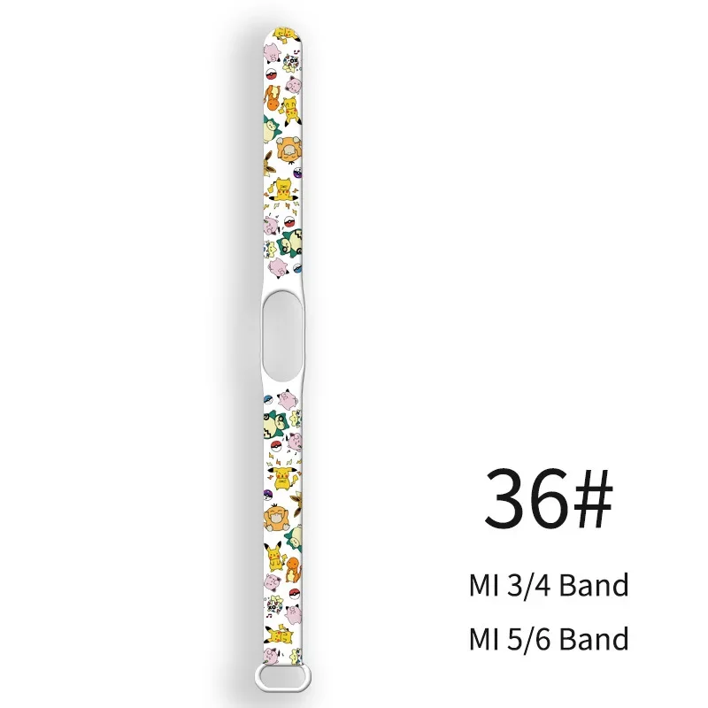 Pokemon Pikachu Strap for Xiaomi Mi Band 3/4/5/6/7 Creative Cute Watch Strap Replacement Cartoon Print One Ring Wristband Gift