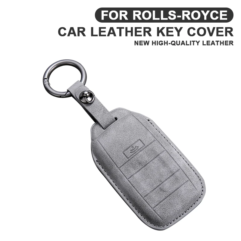 

Leather Car Smart Key Cover Case For Rolls-Royce Cullinan Phantom Ghost Wraith Dawn Key Case Shell Buckle Keychain Accessories