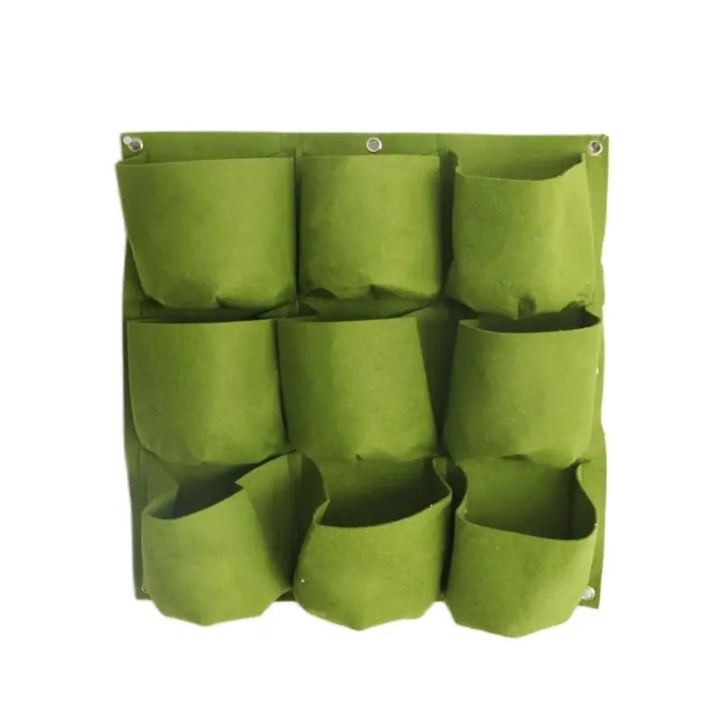 New Flower Pots 9 Pockets Vertical Garden Planter Wall-Mounted Polyester Home Gardening Flower Planting Bags Wall Planter 30 %