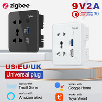 Tuya/Zigbee Wifi Wall Sockets with 2 USB Fast Charging Timing Wireless10A 110v 220v 86mm Touch Glass Smart Home  Switches Socket