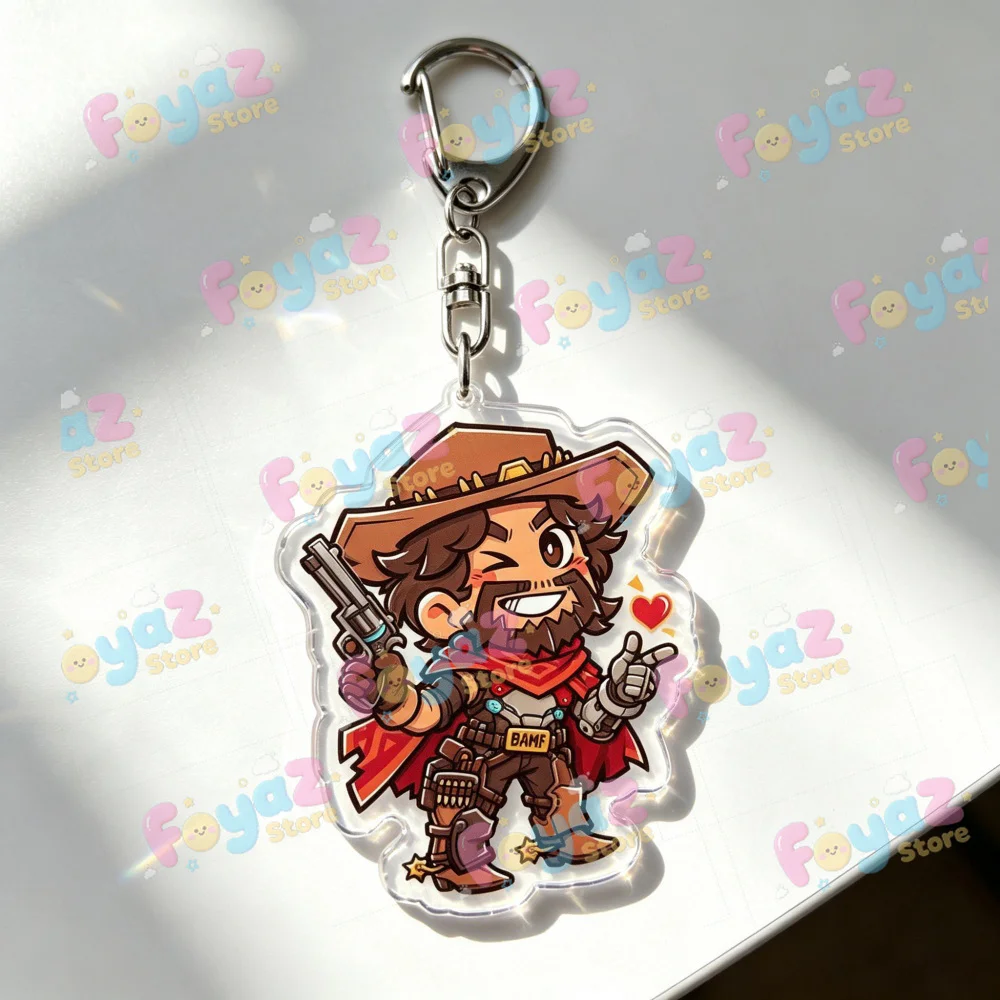 Overwatch Cartoon Chibi Keychain Accessories Bag Game Keyrings Jewelry Manga Fans Gifts view 2