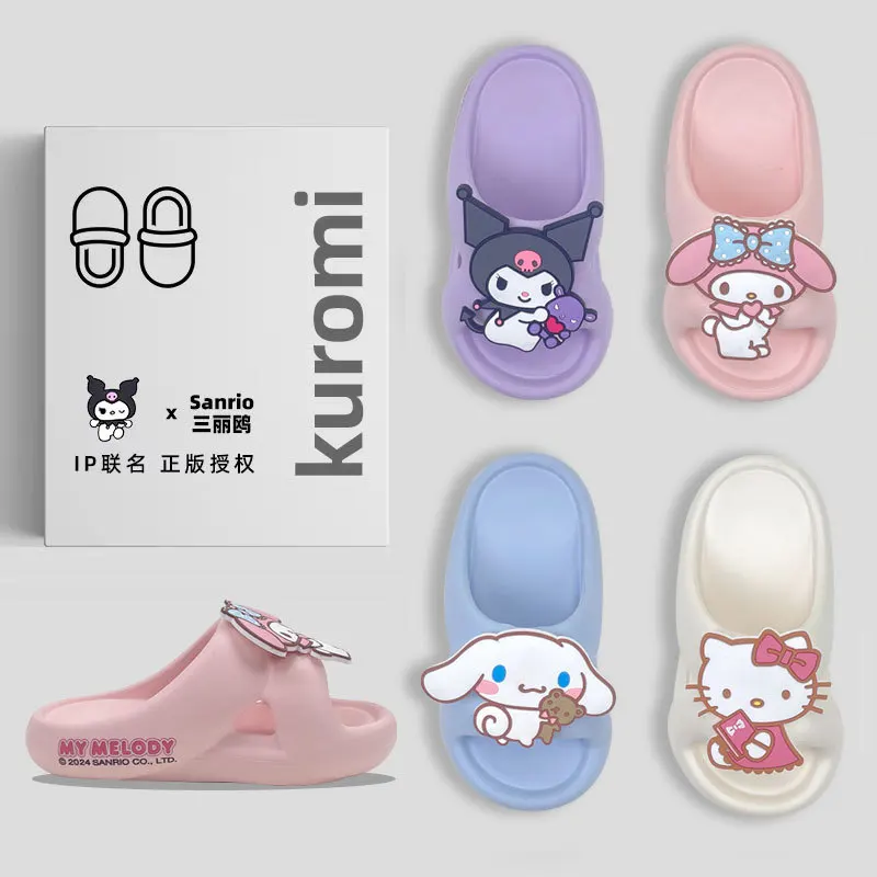 

Шлепанцы детские с мультяшным рисунком Hello Kitty Kuromi, домашние тапочки для девочек из ЭВА, Нескользящие, на мягкой подошве, лето 2024