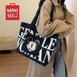 Mickey Mouse Shoulder Bag Kawaii Disney Cute Anime Kids Toys Versatile Tote Bag Students Large Capacity Storage Books Canvas Bag