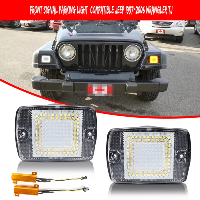 Dwukolorowy bursztynowy przedni kierunkowskaz LED z białym światłem do jazdy dziennej DRL / światłem drogowym dla Jeep Wrangler YJ 1987-1995 — zdjęcie 4
