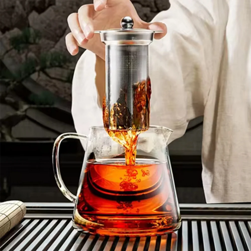

A74E-Heat Glass Teapot With Stainless Steel Tea Stra Flower Kettle Teawareiner Infuser Set Puer Oolong Pot