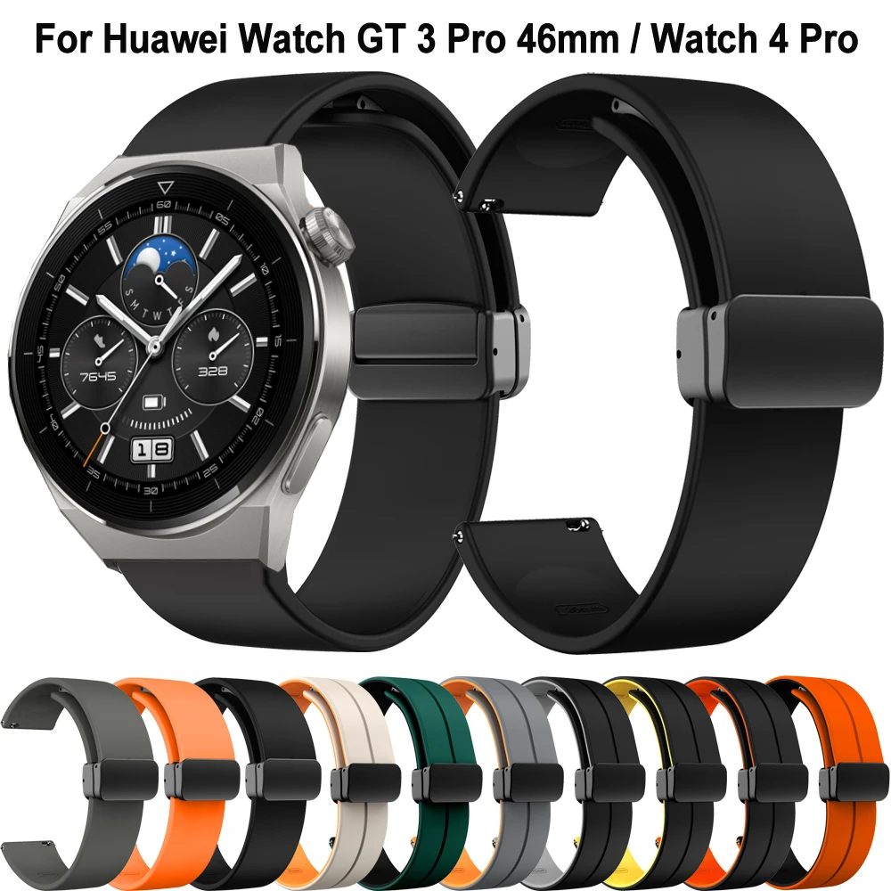 Two-Tone Silicone 22mm Bracelet For HUAWEI WATCH GT 3 5 Pro 46mm Magnetic Buckle Band For HUAWEI GT5 4 3 SE 46mm Strap Watchband