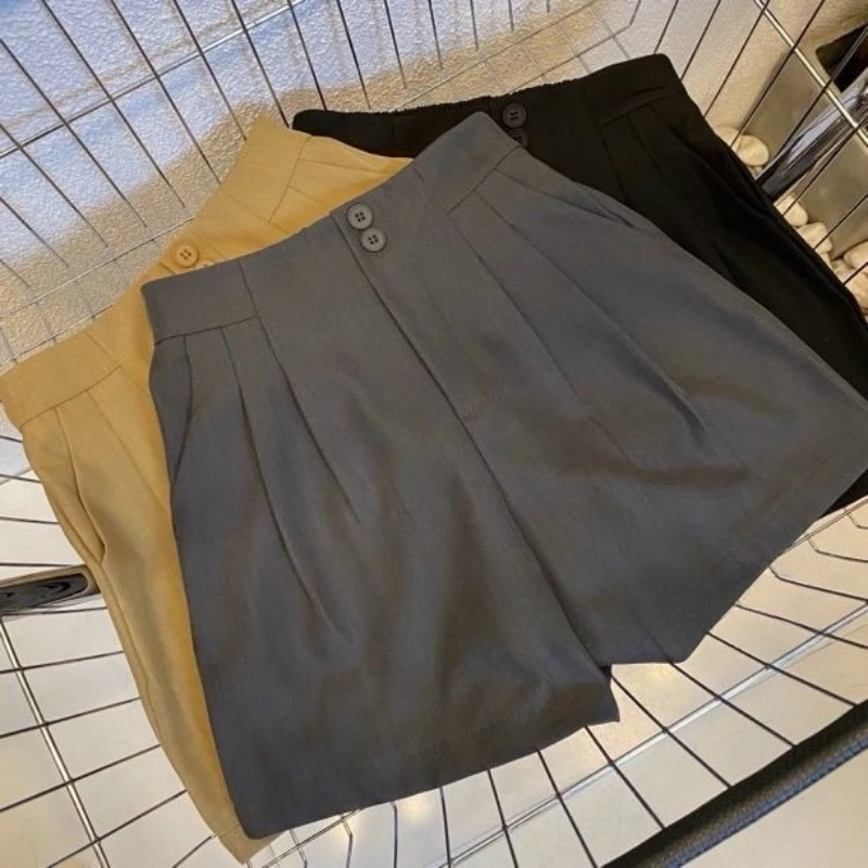 

2026 Summer Shorts for Women Elasticity High Waist Women's Suit Shorts Fashion Versatile A-shaped Leisure Black Shorts Women