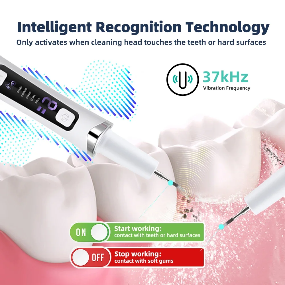 Electric 5 Modes Tartar Remover Ultrasonic Dental Scaler Plaque 9 levels Household Dental Calculus Remover with LED Light
