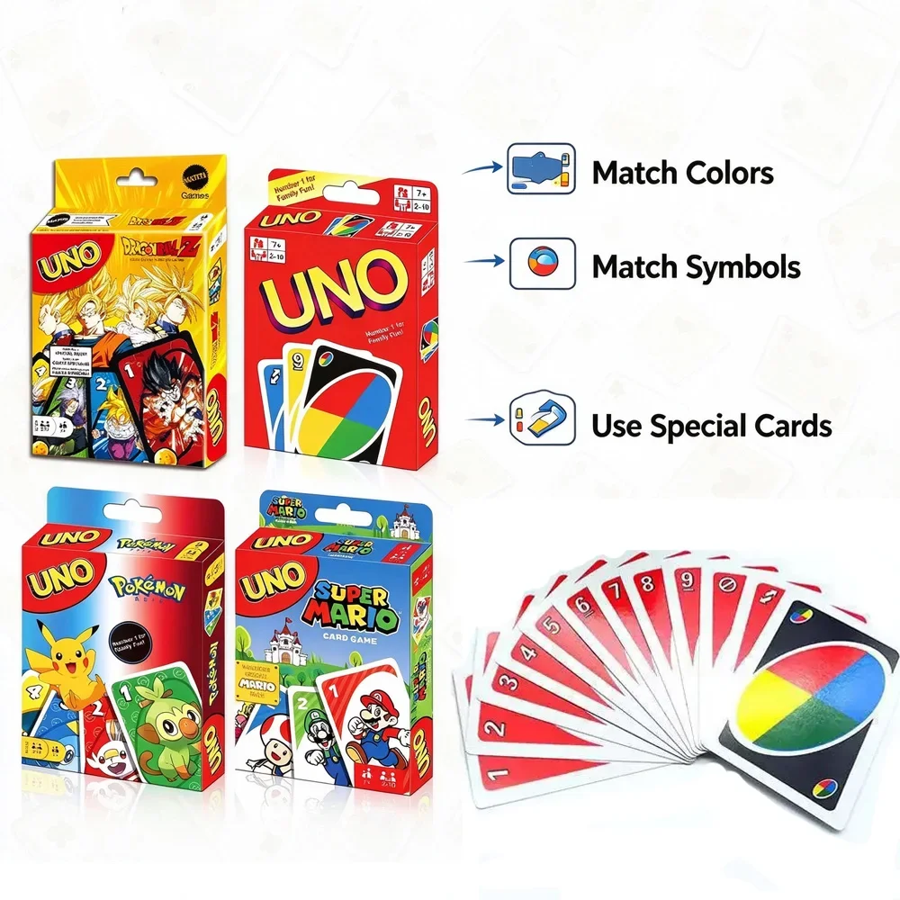 UNO Multi-style Game cartoon No Mercy Dragon Ball Card Family Funny Entertainment Board Game Uno Cards Game Childrens Toy Gift