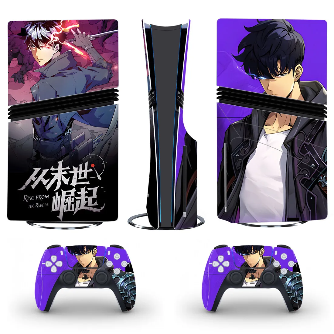Anime Solo Leveling PS5 Pro Disc Skin Sticker Sticker Cover voor console en 2-controllers Nieuwe PS5 Pro Disk Skin Vinyl