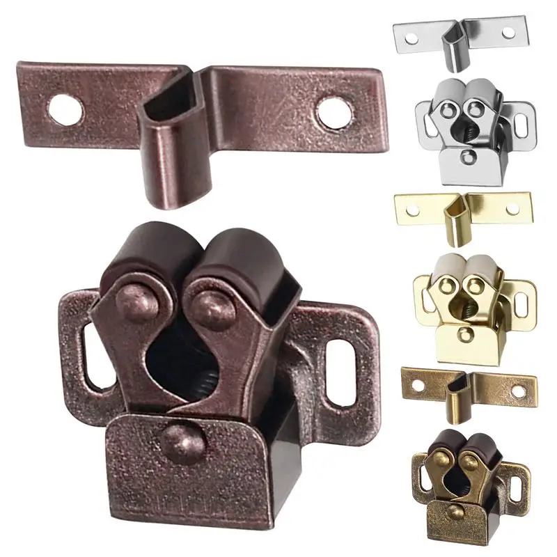 Cabinet Door Catch Stainless Steel Adjustable Spring Ball Latch Furniture Door Closer Double Roller Catch Hardware accessories