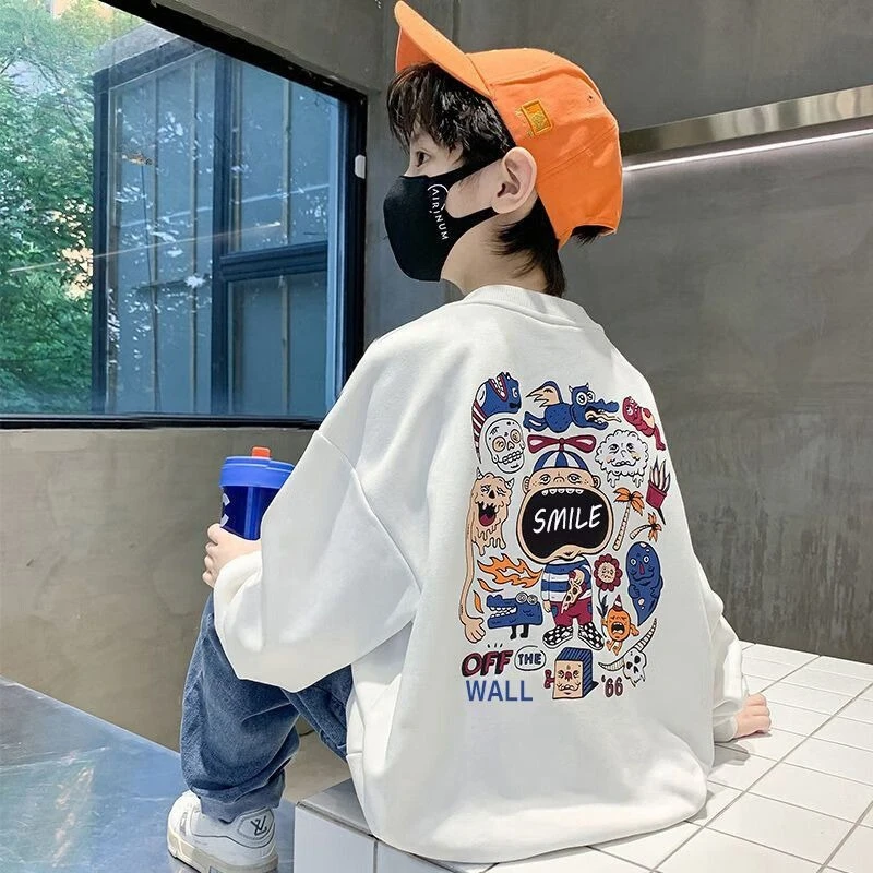 

Boys 8-10 Years Old Plus Size Loose Fit Fleece Lined Stylish Trendy Sweatshirt for Spring Autumn Winter New Arrivals