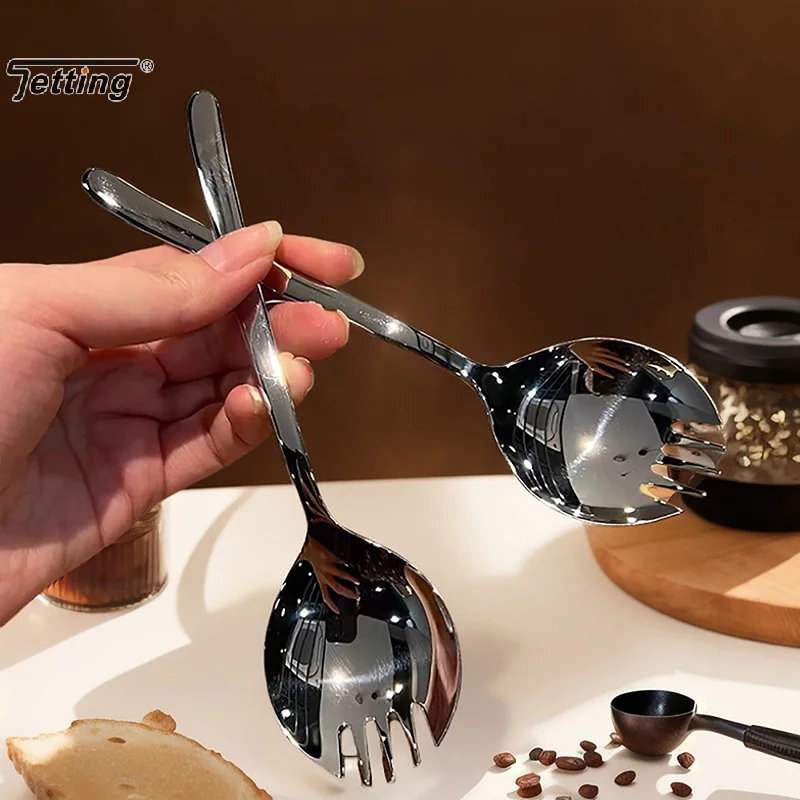 Stainless Steel Salad Spoon Creative Shovel Spoon Fork Pasta Coffee Fork Dessert Cake Fork Watermelon Fruit Spoon