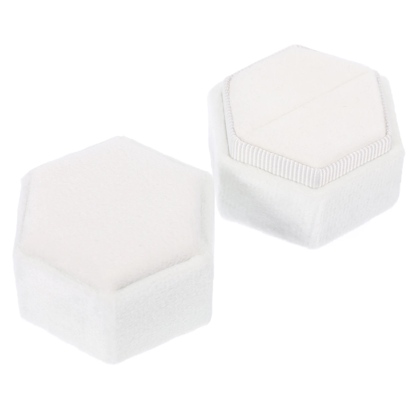 

Velvet Ring Box Black Single Jewelry Case Hexagonal Design Wedding Engagement Bridal Gift Packaging Storage Small Boxes