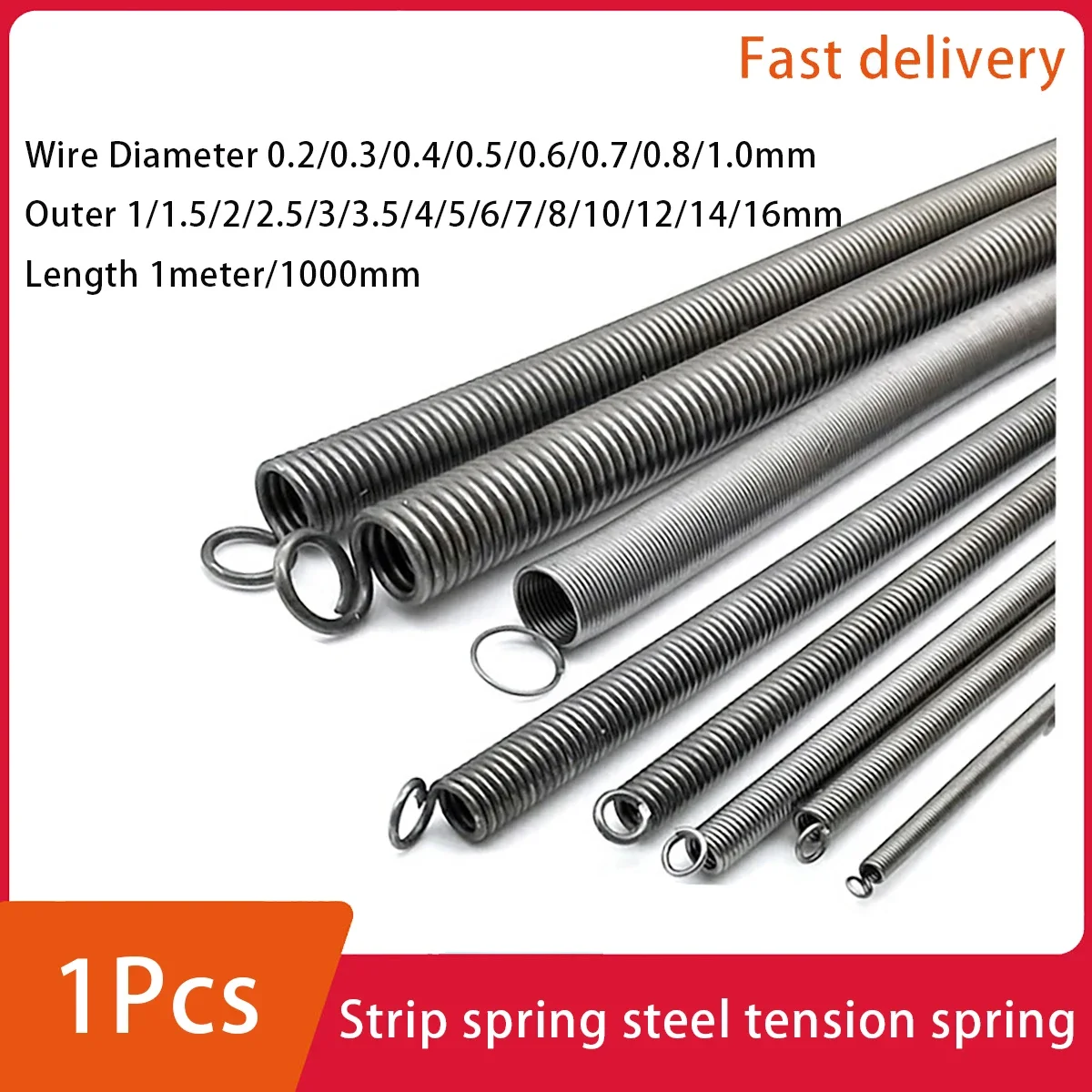 

1 Meter Spring Steel Tension Spring Long Strip Band Ring Hook Slender Soft Wire Diameter 0.2-1.0mm Outer Dia 1-16mm
