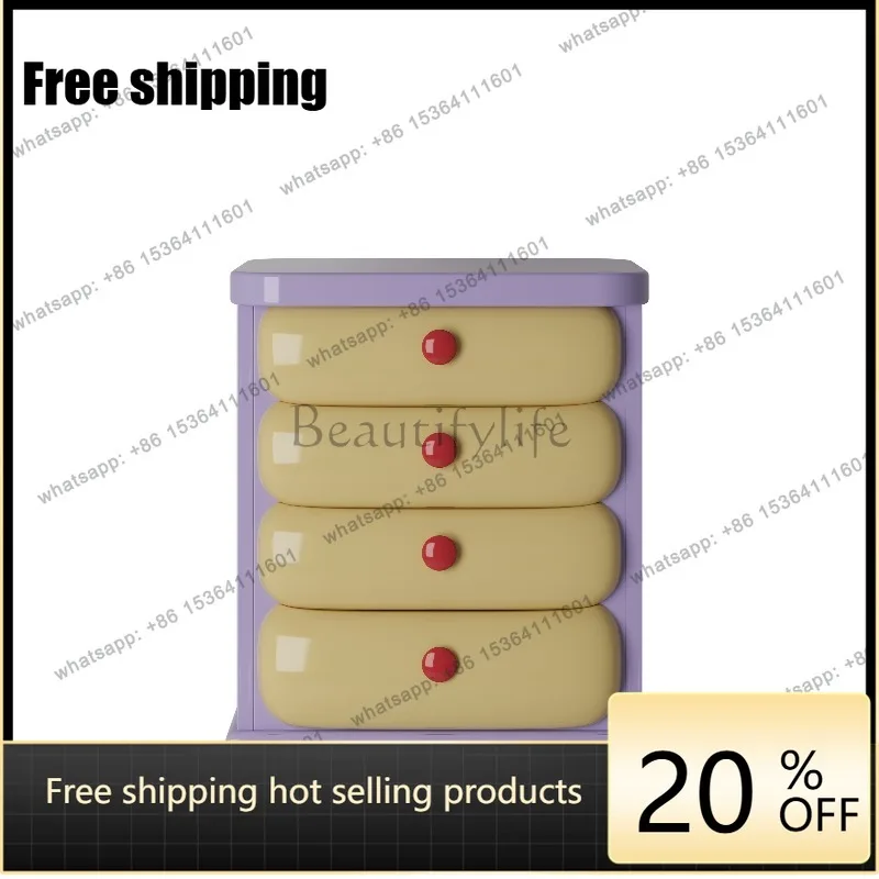 YJ Taro Purple Drawer Cabinet Dopamine Sideboard Cream Storage Unit Living Room Furnishing