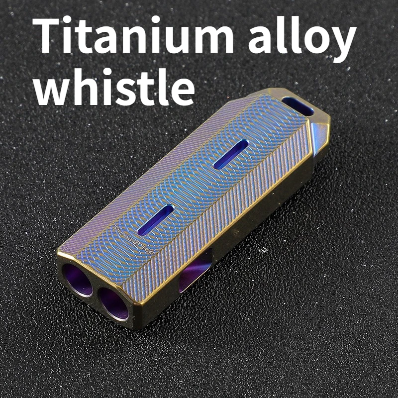 سبائك التيتانيوم صافرة التخييم بقاء عالية ديسيبل ثقب مزدوج صافرة في الهواء الطلق EDC استغاثة سبائك التيتانيوم صافرة #1
