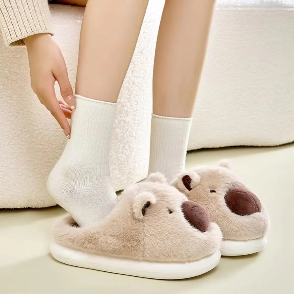 36-45 Size Kapibala Plush Warm Slippers Thickened Feet Warmer Autumn Winter Capybara Slippers Comfortable Non-slip