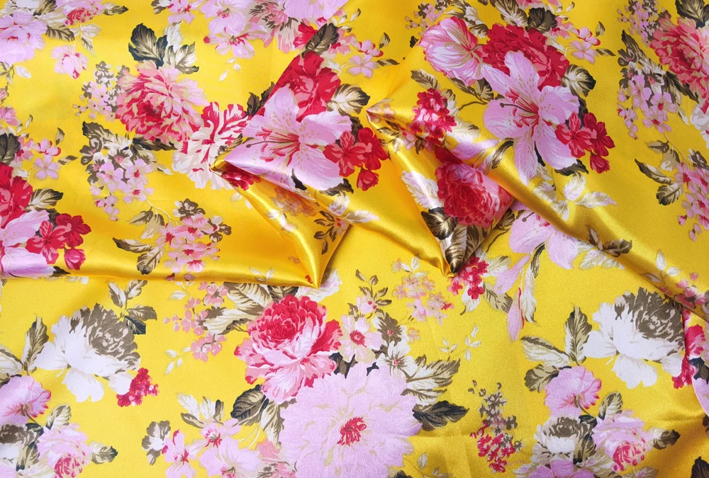Satinstoff, 58,9 cm breit, Meterware, seidiges Charmeuse-Material, Vintage-Schmetterlingsblume, Satinstoff, Schal, DIY-Kunsthandwerk – Detail 34