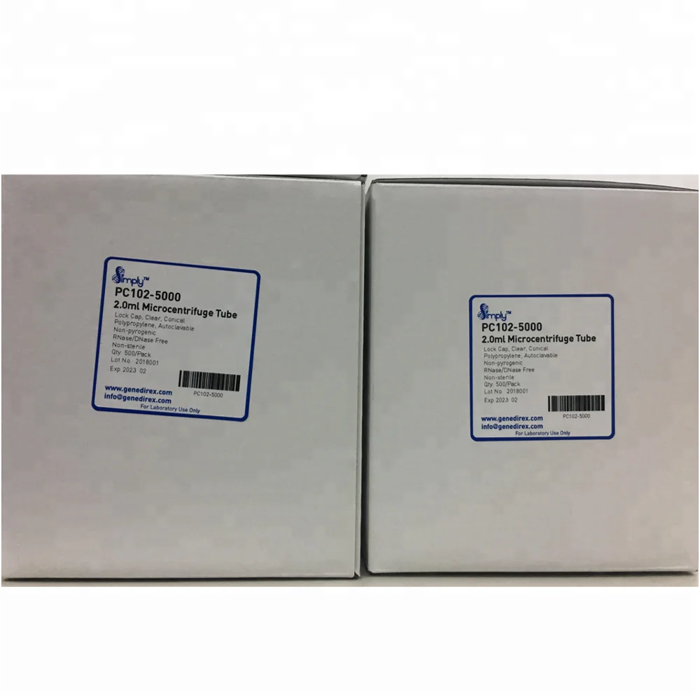 Tubo de microcentrífuga de 2ml, transparente, cónico, tapa de bloqueo, suministros de laboratorio