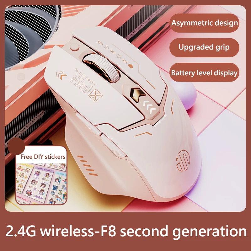 Inphic New F8 II 2.4G ماوس لاسلكي صامت بطارية قابلة للشحن عرض الطاقة ماوس لاسلكي للفتيات #1