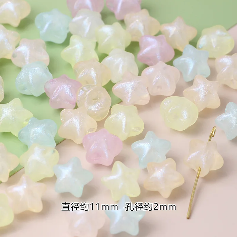 30pcs Jelly Color Acrylic Spacer Beads Star Heart Round Shape Loose Beads For Jewelry Making DIY Bracelets Necklace Accessories