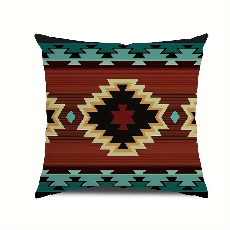 Luxurious Geometric Pattern Linen Blend Throw Pillow Covers for Home Office Living Room Decor Satin Fabric Cushion Cover