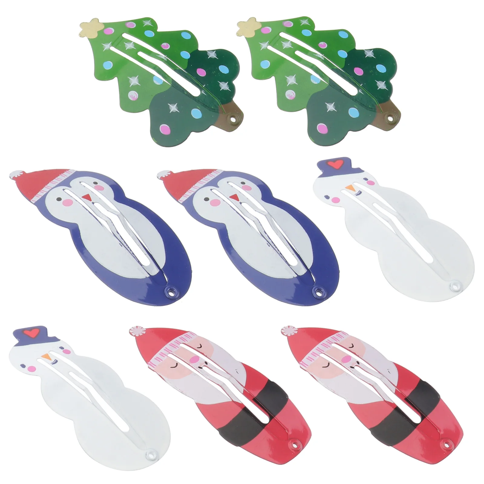 

8pcs Christmas Print Hair Clips Kids Girls Various Colors Stylish Patterns Suitable Hairstyles Woman Festive Christmas