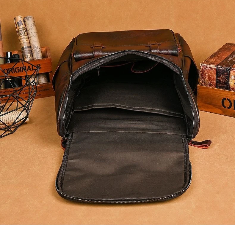 Natural Cow Leather Women Backpack Lady Cowhide Design Vintage Bags Female Retro Versatile Backpacks Ladie Fashion Bag