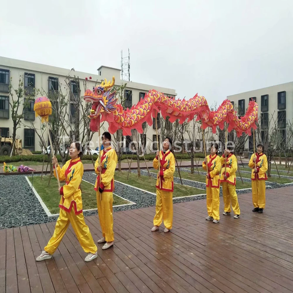 7m 6 Students Size 5 Silk Print Fabric  Chinese DRAGON DANCE Props mythology in cantonese Folk Party Festival Mascot Costume