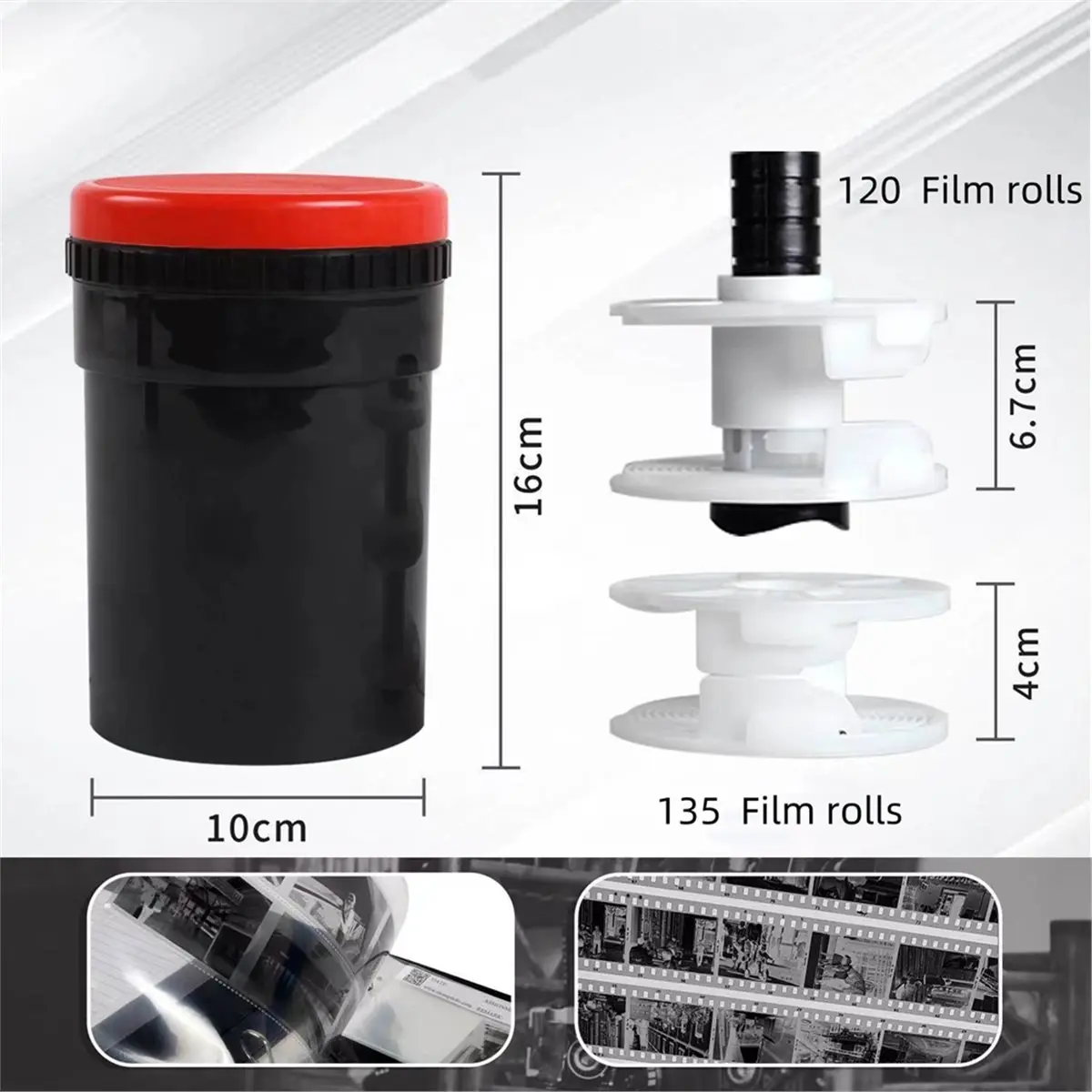 AA80 Universal Plastic Daylight Film Developing Tank for Film Sizes, 135 35mm, 120 and 220 Darkroom Kit Processing Equipment