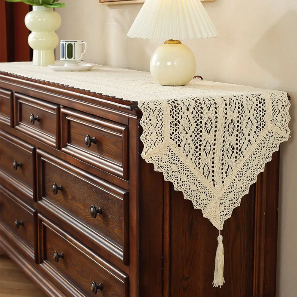 Delicate Lace Table Runner Retro Aesthetic Decorative Cloth For Buffet Table Wedding Party Dining Room Essential Decor