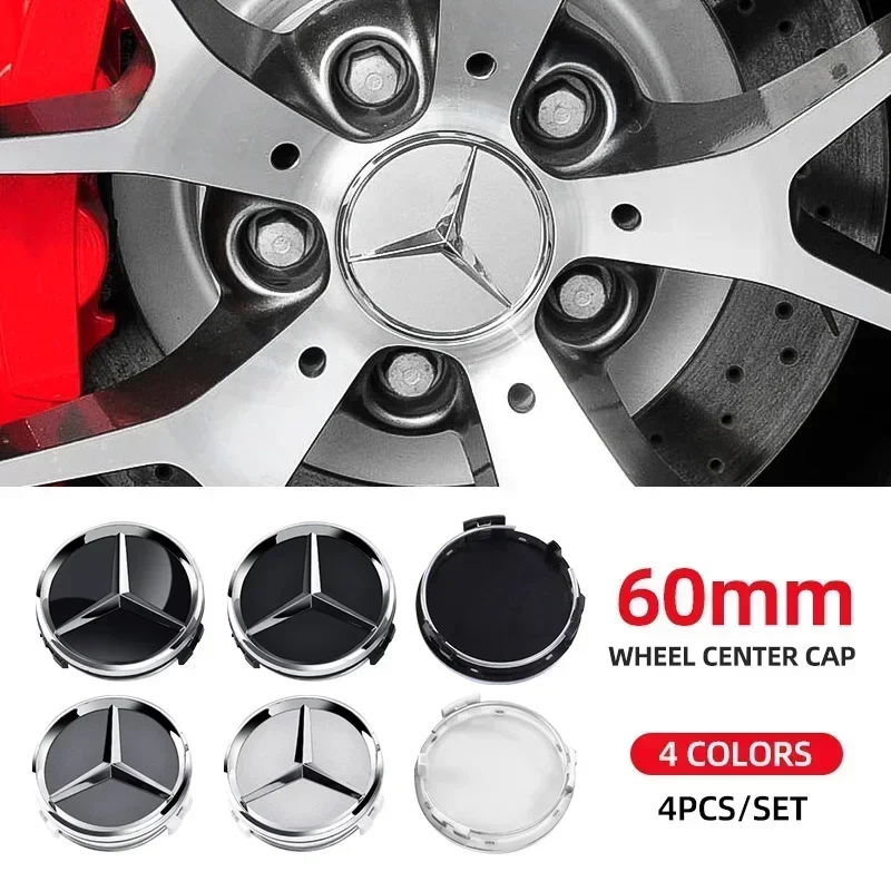 For Mercedes-Benz 4pcs 60mm Car wheel Hub Cap Emblem badge for Mercedes Benz C180 E300 GLC W163 W166 W167 W204 W205 W212 W213 X2