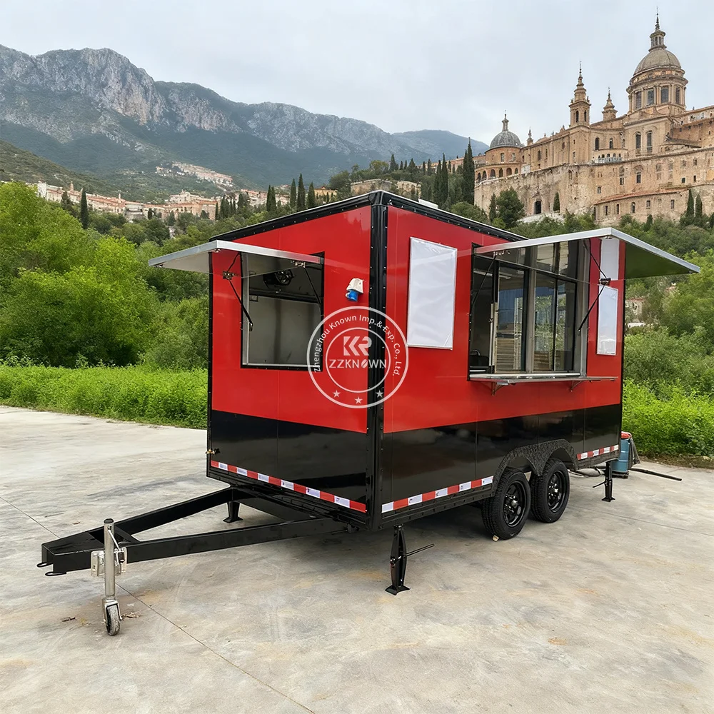 

Concession Food Truck Trailer for Sale Street Mobile Kitchen Hot Dog Hamburger Snack Cart Beer Bar Caravan