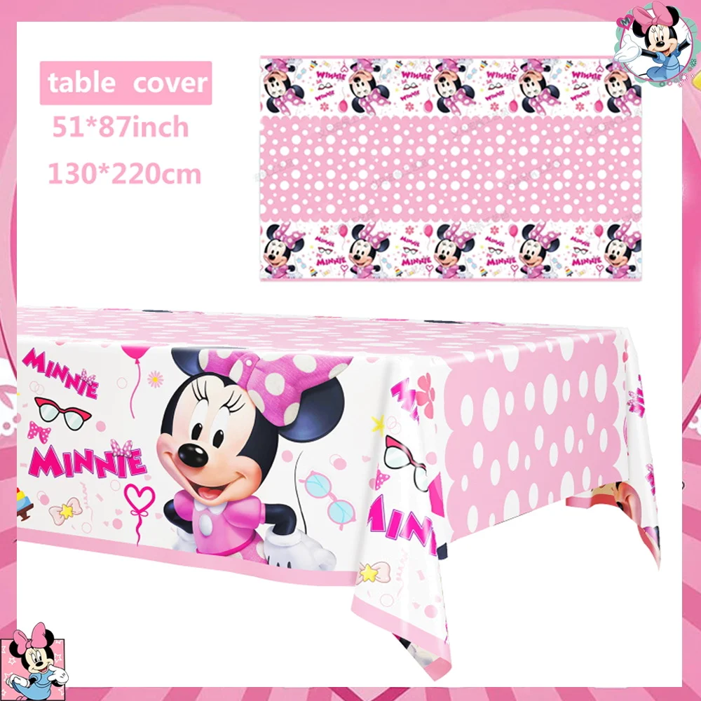 Disney Minnie Maus Geburtstag Party Dekoration Rosa Minnie Pappteller Tasse Serviette Tischdecke Ballon Hintergrund für Kind Baby Dusche