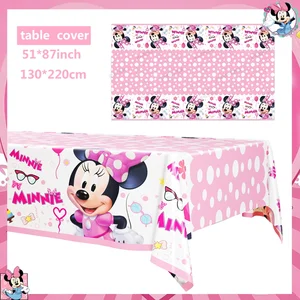 ديزني ميني ماوس عيد ميلاد الديكور ، لوحة ورقي وردي ، كوب ، منديل ، مفرش مائدة ، بالون ، خلفية طفل أفضل 6 هدايا تذكارية وردية من ميني - رقم 5