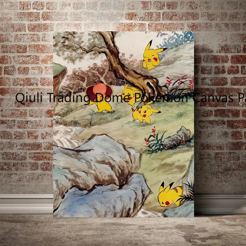 Pokemon Cartoon Poster Retro Pikachu Charizard Anime Action Figures Canvas Painting Wall Decoration Poster Kids Decorate Gifts