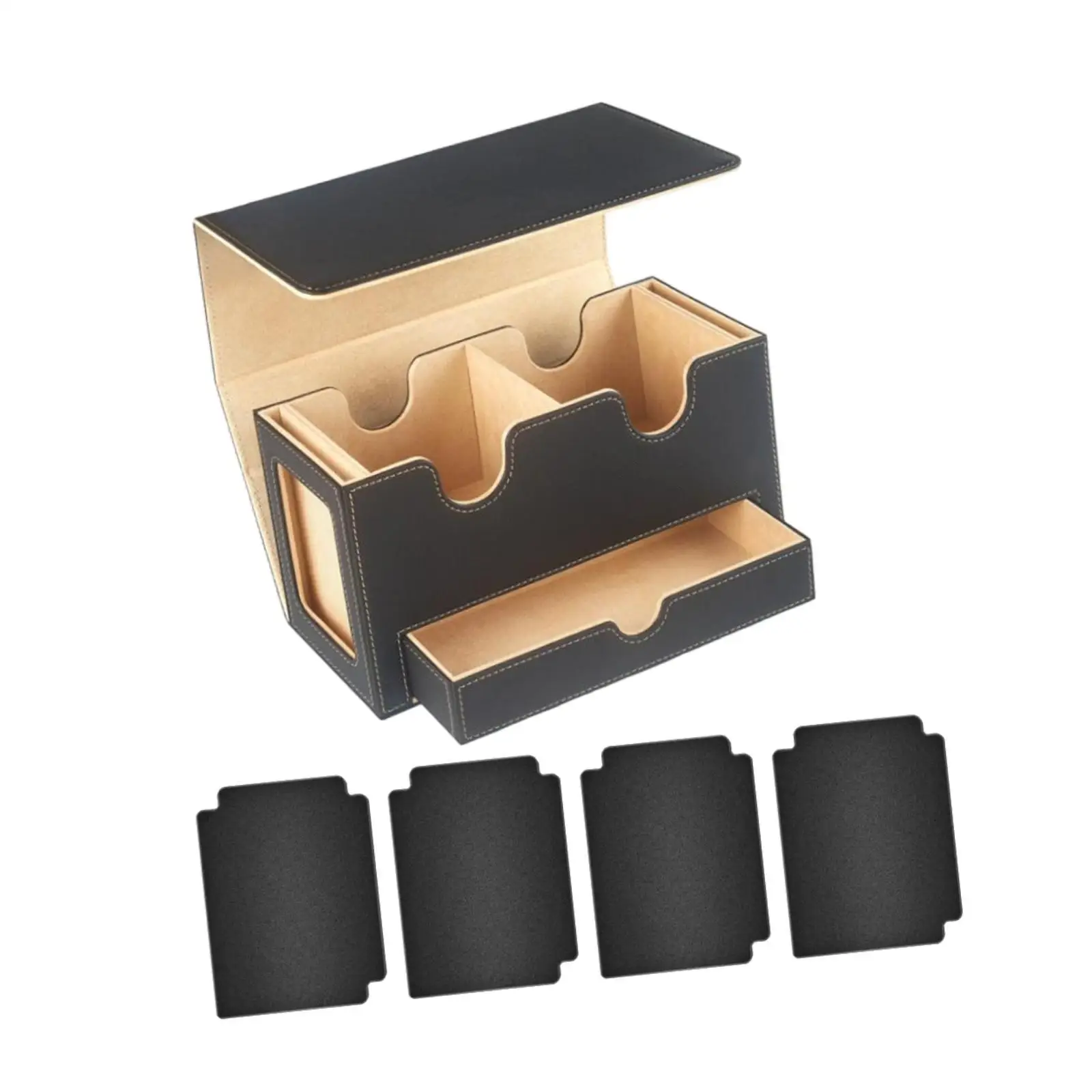 Card Deck Box Game Card Case Protection PU Leather with Drawer Deck Case Inner Green