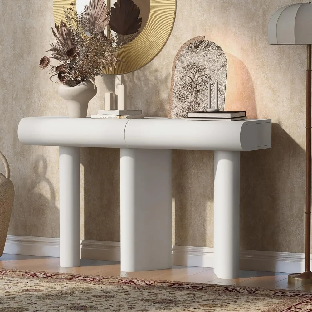 Modern Simple Console Entryway Table 47.6-Inch Contemporary Narrow Sofa Entry Table with Storage Drawers for Small Spaces Living