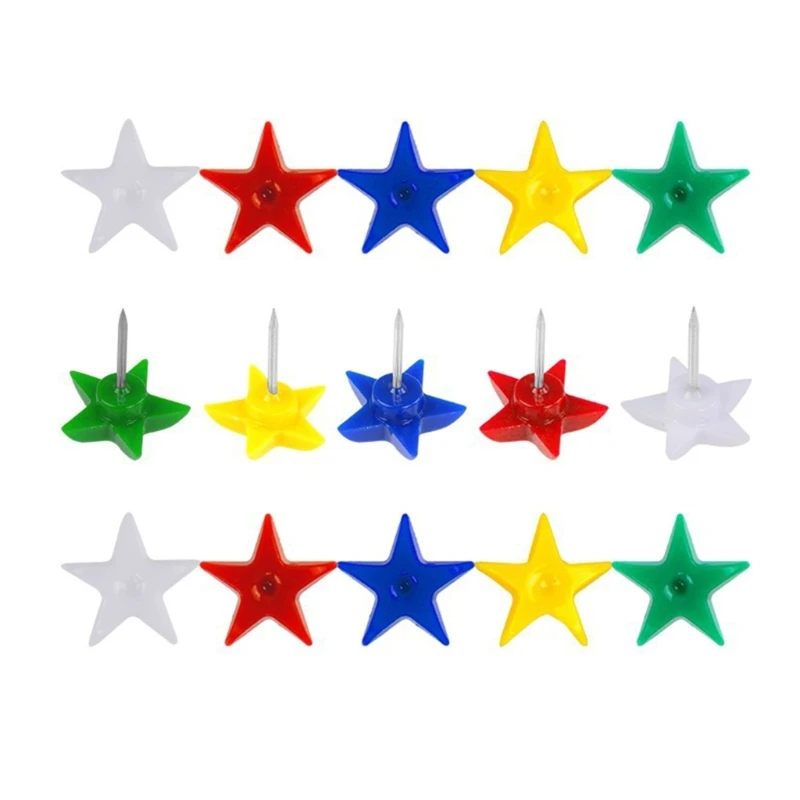 Star Shape Push Pins, Pack of Small Map Tacks with Metal Points for Bulletin Board, Fabric Marking and Picture Hanging