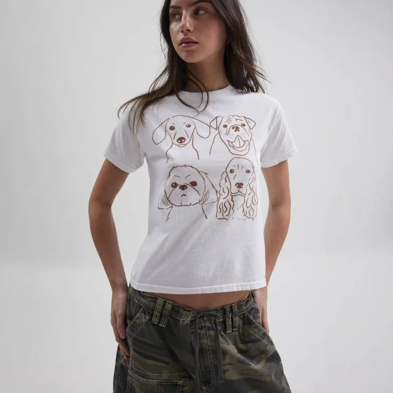 

2025 New Chic Spring Summer Short Tees Women Streetwear Y2K