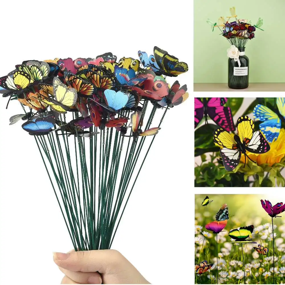 3D Simulation Butterflies Garden Yard Planter Colorful Butterfly Stakes Decoracion Outdoor Decor Gardening Decoration