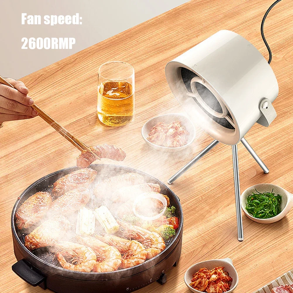 Desktop Range Hood Small Cooker Hood Large Suction USB Charging Portable Exhaust Fan with Filter 3 Gear for Indoor BBQ Hot Pot