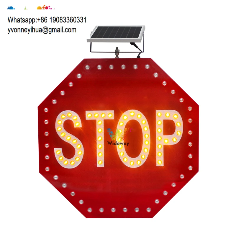 Customized LED Stop Sign Solar Power 800*800mm Traffic Sign Board